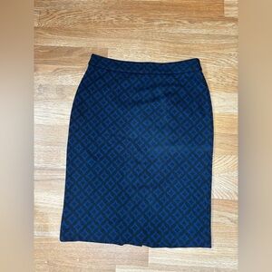 Dana Buchman Skirt Y2K Back Slit Blue Black Diamond Print Size 2 Lined